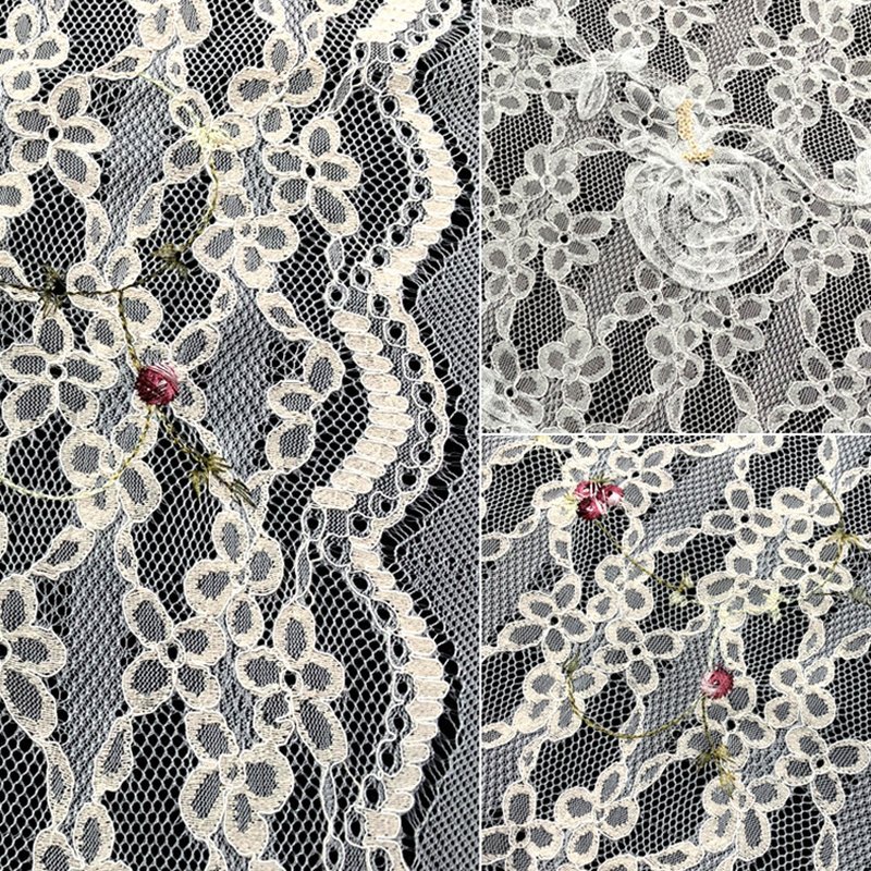 Embroidered Fabric Couching Polyester Lace Fabric for Women's Wear Who 7